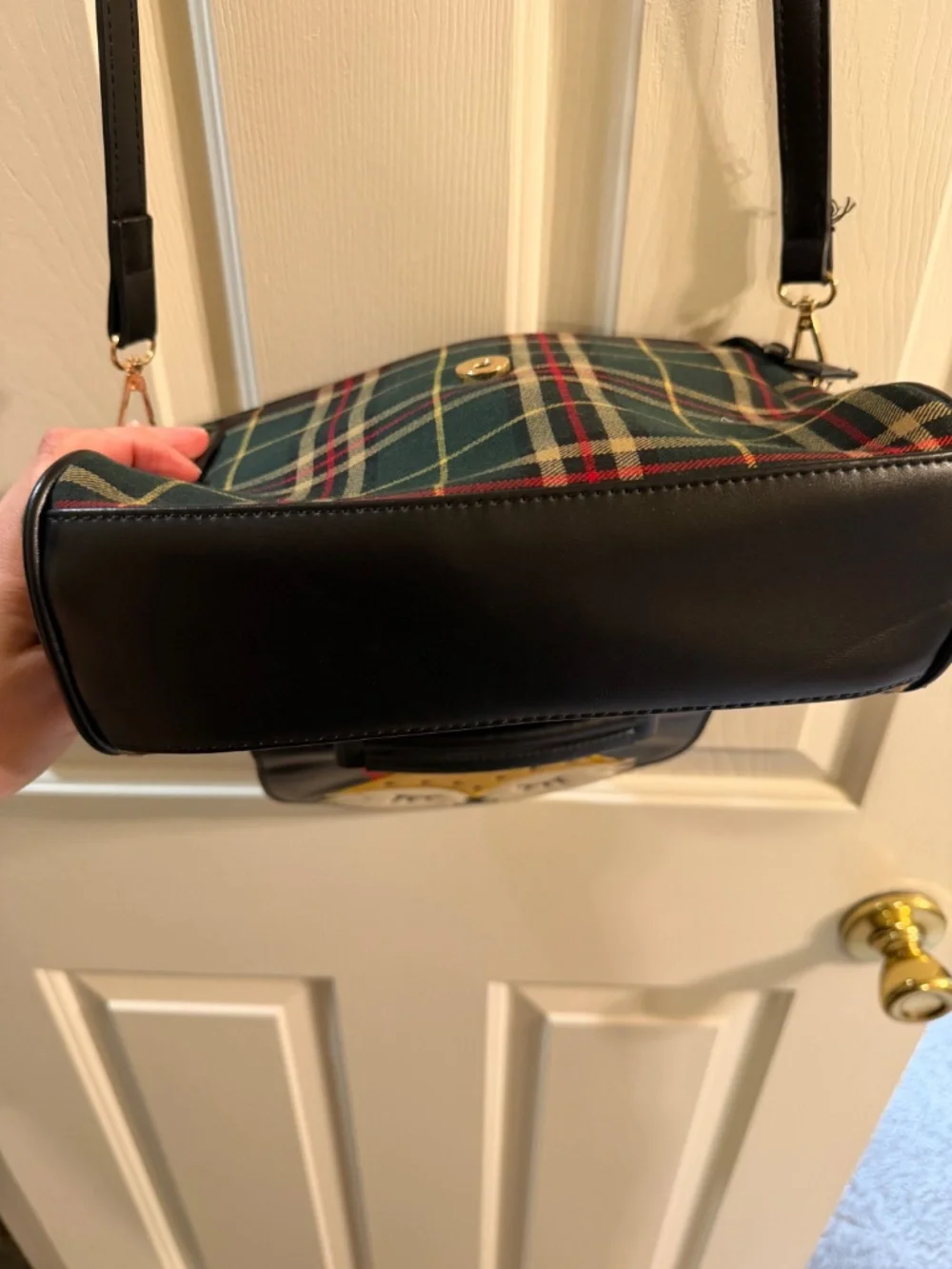 Banned Crossbody Cottagecore Handbag Fox Design Green Red Plaid Unisex